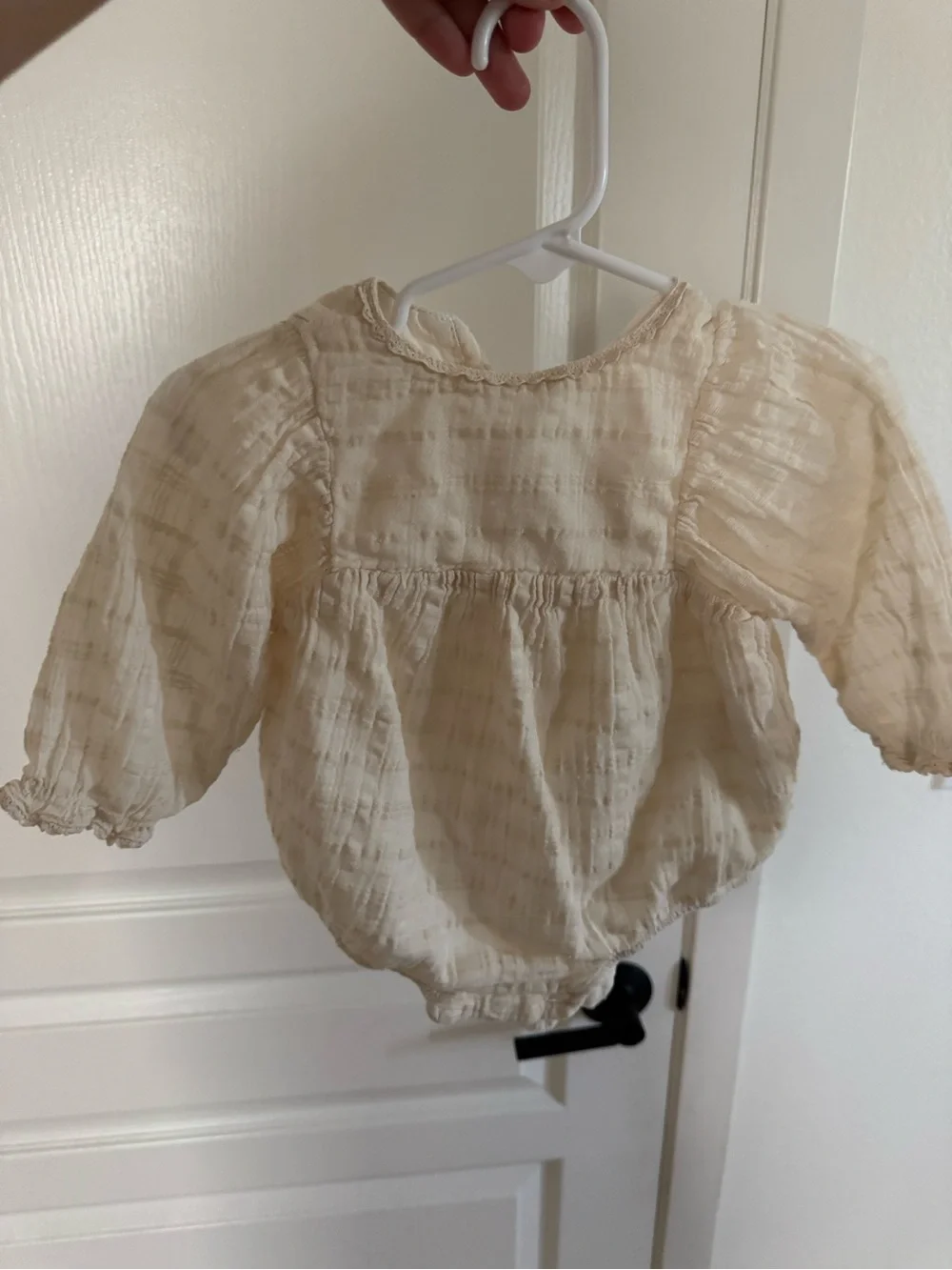 Zara Cream Baby Romper with Lace Trim
